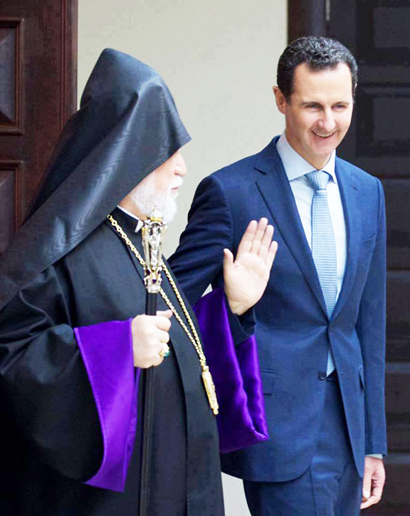 Aram I with Syrian President Bashar al-Assad on January 4