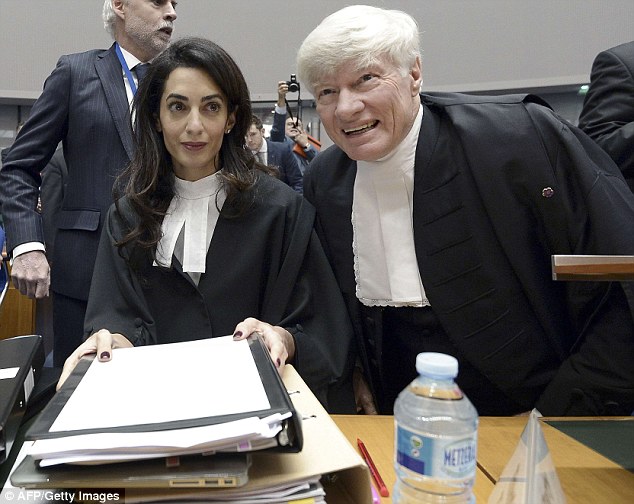 In court: Mrs Clooney is representing Armenia as they challenge the appeal of Turkish politician Doğu Perinçek, who denies that the 1915 Armenian genocide ever took place