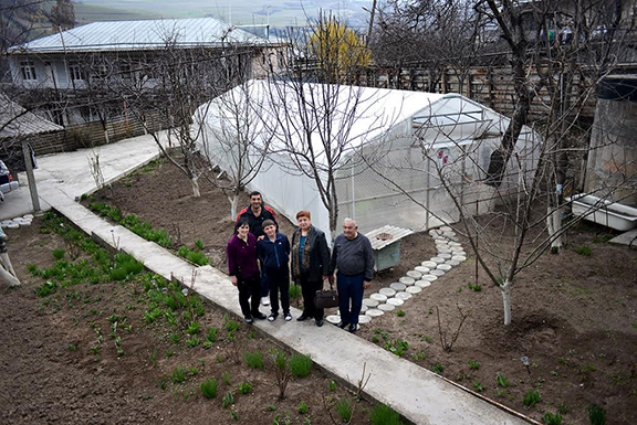 Family with their greenhouse donated by All-Armenian Fund