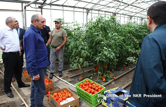 Bako Sahakyan acquainting with agricultural activities in Askeran