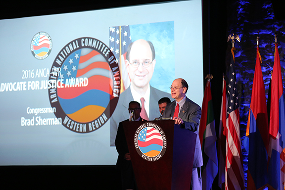 United States Congressman Brad Sherman was awarded with the ANCA-WR Advocate for Justice Award.