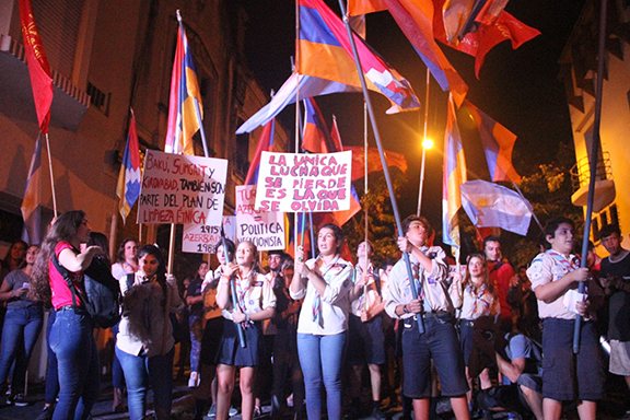 Images of the protest organized by AYF and HMEM in South America.