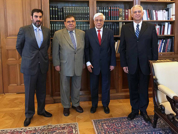 Left to right: H. Hovaguimian, K. Karampetian, P. Pavlopoulos, K. Ekizian (Source: Armenian Daily, Athens)