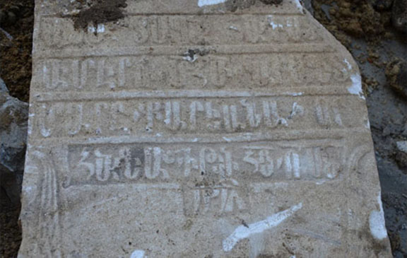 One of seven Armenian tombstones discovered by workers in the Turkish town of Malkara (Source: Agos)