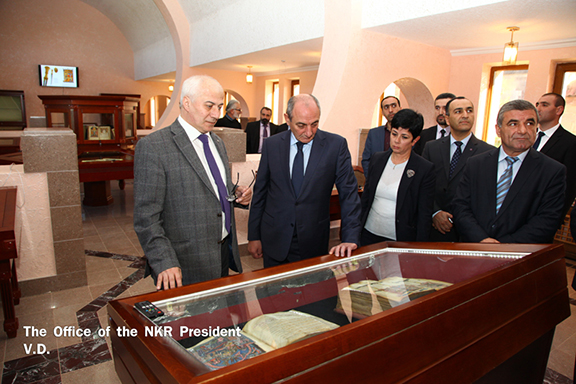 Artsakh president Bako Sahakian tours the soon to be opened Matenadaran 