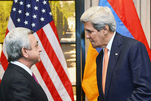 President Serzh Sarkisian meets with Secretary of State John Kerry in Washington in March
