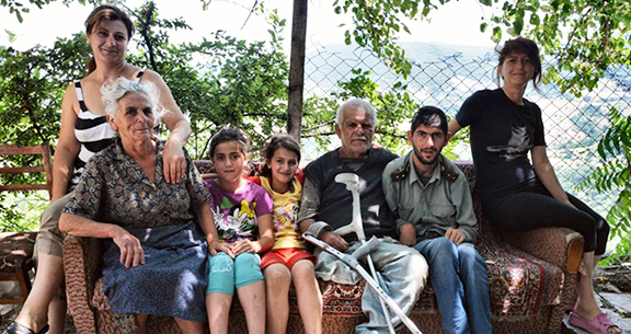 The Merjumian family who live next to a minefield in the village of Myurishen. (Photo: The Halo Trust)