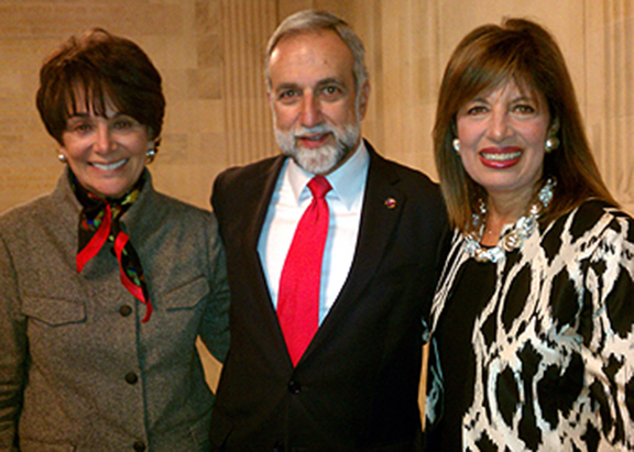 Representatives Anna Eshoo (left) and Jackie Speier flank ANCA chairman Ken Hachikian during a Capitol Hill event in 2012